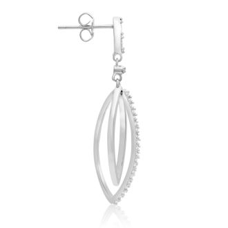 1/4 Carat Diamond Dangle Earrings In Sterling Silver, 1 1/2 Inches