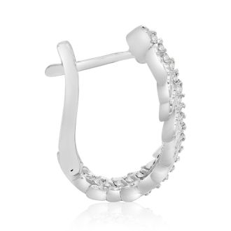 1/4 Carat Diamond Feather Earrings In White Gold Overlay With Latchback .   Incredibly Popular Hoop Earrings!