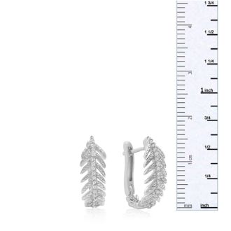 1/4 Carat Diamond Feather Earrings In White Gold Overlay With Latchback .   Incredibly Popular Hoop Earrings!