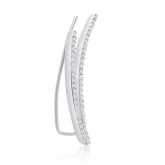 1/2 Carat Diamond Double Row Ear Climbers In Sterling Silver