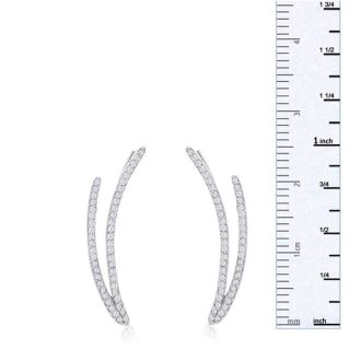 1/2 Carat Diamond Double Row Ear Climbers In Sterling Silver