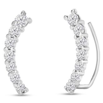 1/2ct Diamond Ear Climbers In 14K White Gold