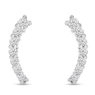 1/2ct Diamond Ear Climbers In 14K White Gold
