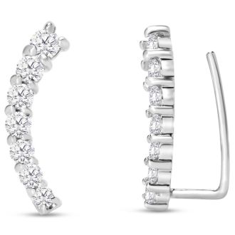1/2ct Diamond Ear Climbers In 14K White Gold