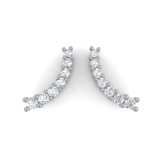 1/2ct Diamond Ear Climbers In 14K White Gold