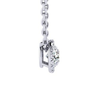 1/2ct Halo Diamond Necklace In 14K White Gold
