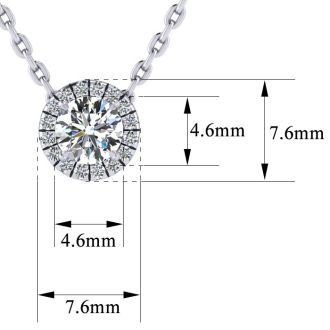 1/2ct Halo Diamond Necklace In 14K White Gold
