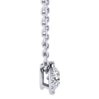 7/8ct Halo Diamond Necklace In 14K White Gold
