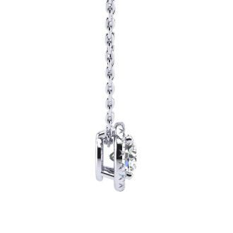 1 1/5ct Halo Diamond Necklace In 14K White Gold