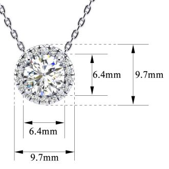 1 1/5ct Halo Diamond Necklace In 14K White Gold
