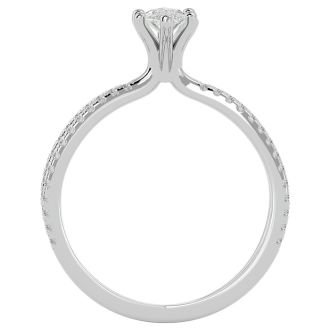 3/4 Carat Marquise Shape Diamond Engagement Ring In 14 Karat White Gold