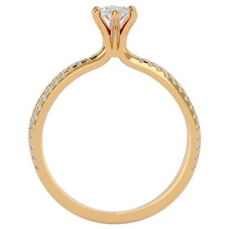 3/4 Carat Marquise Shape Diamond Engagement Ring In 14 Karat Yellow Gold