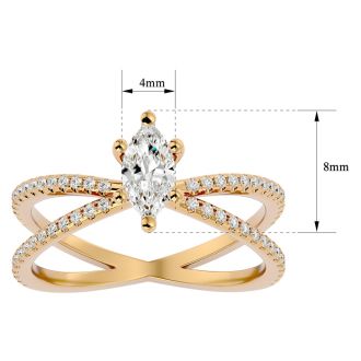 3/4 Carat Marquise Shape Diamond Engagement Ring In 14 Karat Yellow Gold