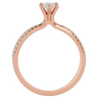 3/4 Carat Marquise Shape Diamond Engagement Ring In 14 Karat Rose Gold
