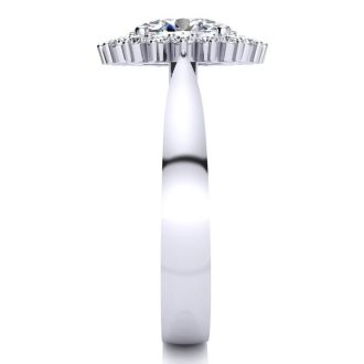 1 1/2ct Oval And Round Diamond Classic Engagement Ring In 14 Karat White Gold
