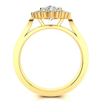 1 1/2ct Oval And Round Diamond Classic Engagement Ring In 14 Karat Yellow Gold