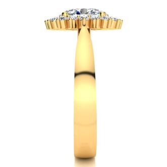 1 1/2ct Oval And Round Diamond Classic Engagement Ring In 14 Karat Yellow Gold