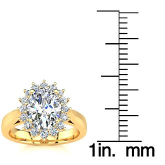 1 1/2ct Oval And Round Diamond Classic Engagement Ring In 14 Karat Yellow Gold