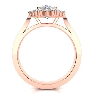 1 1/2ct Oval And Round Diamond Classic Engagement Ring In 14 Karat White Gold