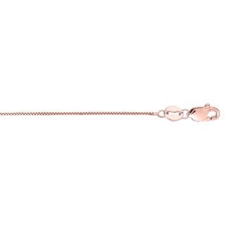 14 Karat Rose Gold 0.60mm 16 Inch Classic Pink Box Chain Necklace