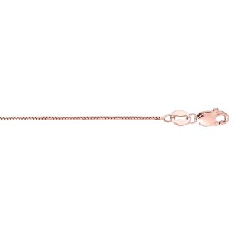14 Karat Rose Gold 0.60mm 20 Inch Classic Pink Box Chain Necklace