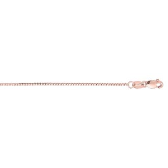 14 Karat Rose Gold 0.80mm 18 Inch Classic Pink Box Chain Necklace