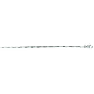 14 Karat White Gold 1.1mm 16 Inch Classic White Box Chain Necklace