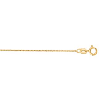 14 Karat Yellow Gold 0.60mm 16 Inch Round Diamond Cut Wheat Chain Necklace