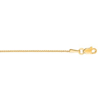 14 Karat Yellow Gold 1.0mm 16 Inch Round Diamond Cut Wheat Chain Necklace