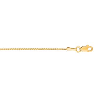 14 Karat Yellow Gold 1.0mm 18 Inch Round Diamond Cut Wheat Chain Necklace