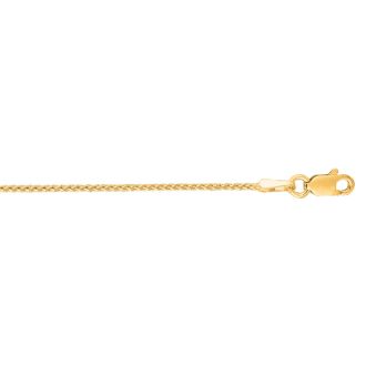 14 Karat Yellow Gold 1.1mm 20 Inch Round Diamond Cut Wheat Chain Necklace
