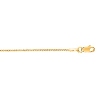 14 Karat Yellow Gold 1.1mm 24 Inch Round Diamond Cut Wheat Chain Necklace