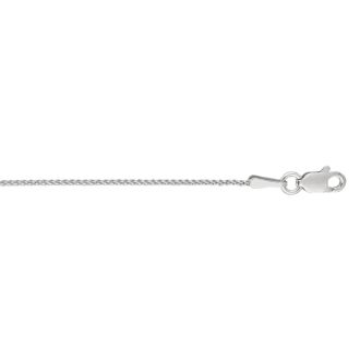 14 Karat White Gold 1.0mm 16 Inch Round Diamond Cut Wheat Chain Necklace