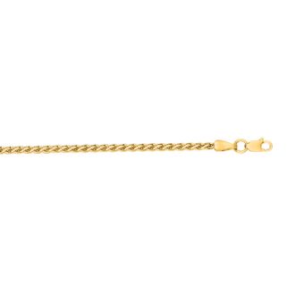 14 Karat Yellow Gold 2.4mm 16 Inch Light Weight Wheat Chain Necklace