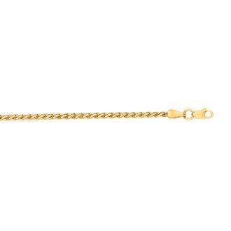 14 Karat Yellow Gold 2.4mm 16 Inch Light Weight Wheat Chain Necklace