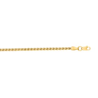 14 Karat Yellow Gold 2.4mm 18 Inch Light Weight Wheat Chain Necklace