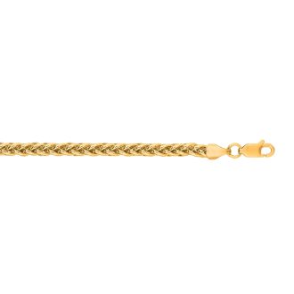 14 Karat Yellow Gold 3.3mm 24 Inch Light Weight Wheat Chain Necklace