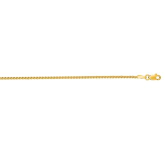 14 Karat Yellow Gold 1.5mm 16 Inch Round Wheat Chain Necklace