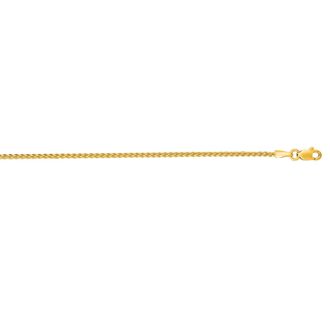 14 Karat Yellow Gold 1.5mm 16 Inch Round Wheat Chain Necklace