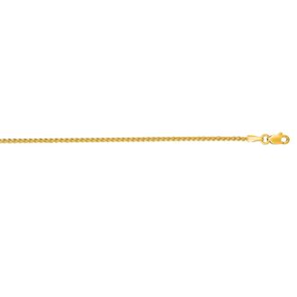 14 Karat Yellow Gold 1.5mm 18 Inch Round Wheat Chain Necklace
