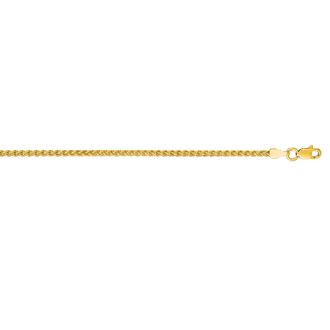 14 Karat Yellow Gold 2.1mm 24 Inch Round Wheat Chain Necklace