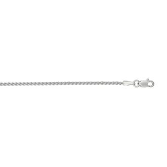14 Karat White Gold 1.5mm 16 Inch Round Wheat Chain Necklace