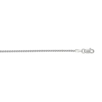 14 Karat White Gold 1.5mm 30 Inch Round Wheat Chain Necklace