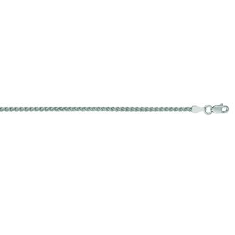 14 Karat White Gold 2.1mm 22 Inch Round Wheat Chain Necklace