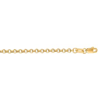 14 Karat Yellow Gold 2.30mm 7 Inch Rolo Link Chain Bracelet