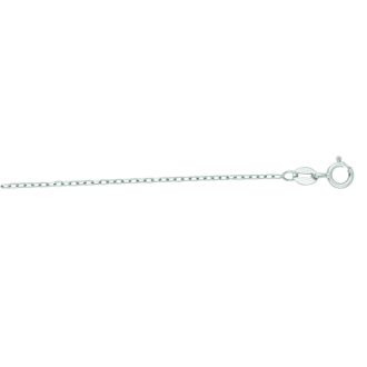 14 Karat White Gold 1.30mm 16 Inch Faceted Cable Link Chain Necklace