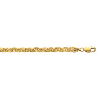 14 Karat Yellow Gold 3.5mm 7 Inch Braided Fox Chain Bracelet