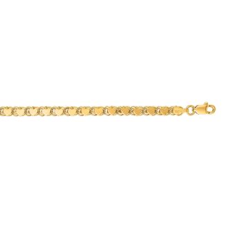 14 Karat Yellow Gold 3.3mm 7 Inch Heart Chain Bracelet