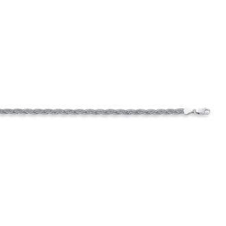 14 Karat White Gold 3.5mm 7 Inch Braided Fox Chain Bracelet