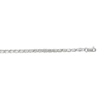 14 Karat White Gold 2.9mm 7 Inch Heart Chain Bracelet